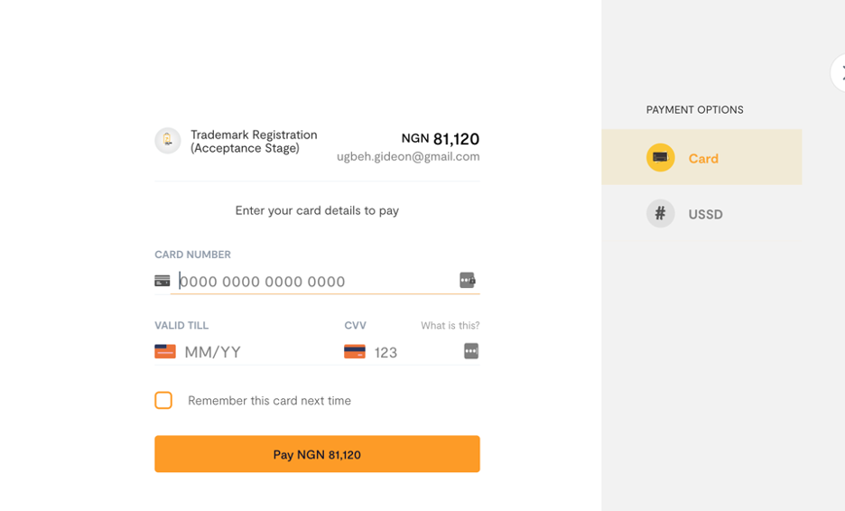 flutterwave payment section