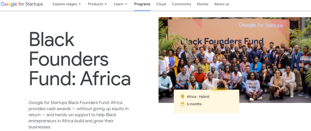 Global Accelerators for African Startups: Google for Startups Black Founders Fund